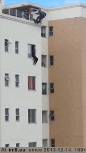 [Wtf] Man preparing to jump off building is kicked back into window (in My r/WTF favs)